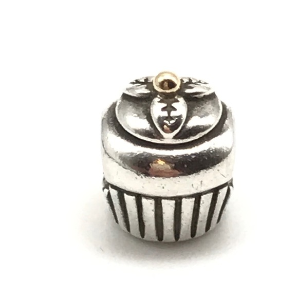 Pandora Retired 925 14k Cupcake Charm - Picture 1 of 5